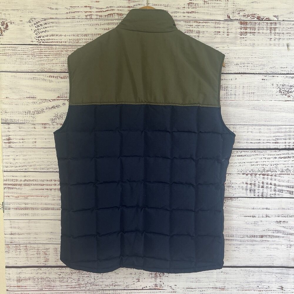 Marine Layer Vest Mens Small Navy Colorblock Blue Green Duck Down Puffer Outdoor - Picture 3 of 8